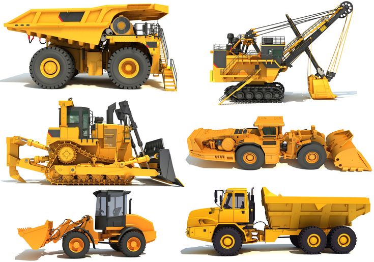 four different types of construction equipment are shown