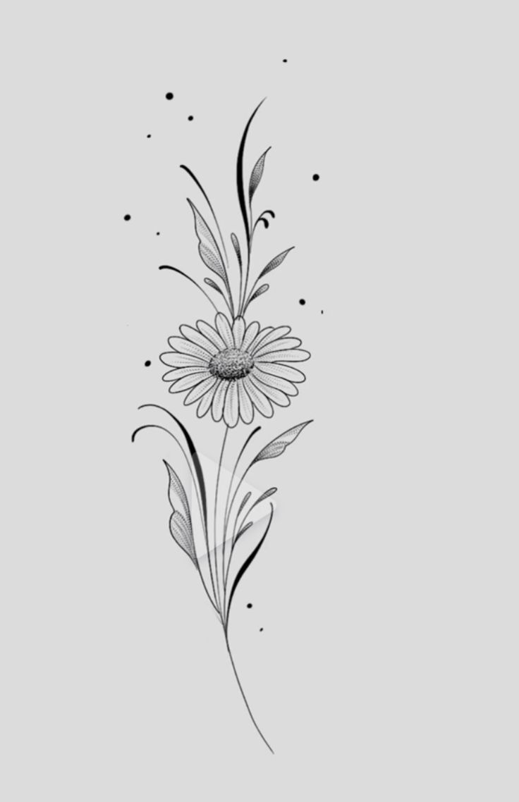 a black and white drawing of a flower