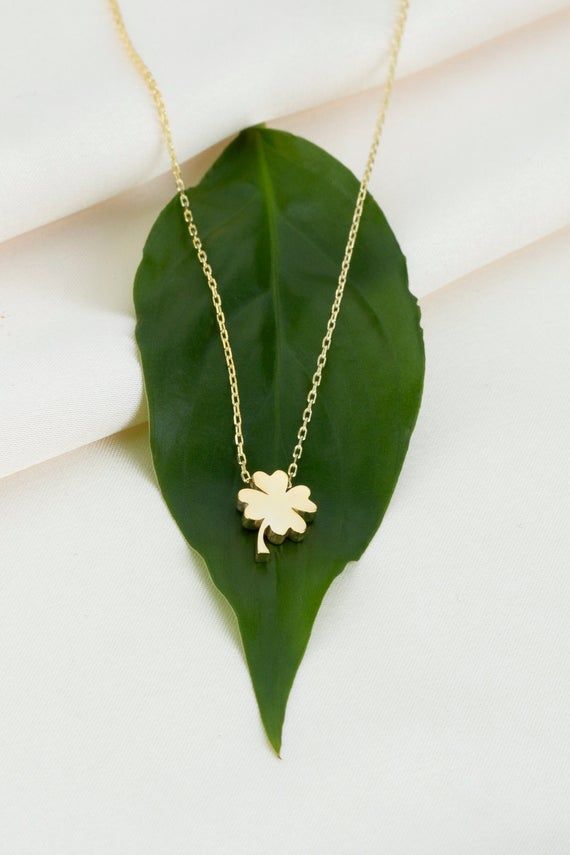 10k 14k 18k Solid Gold Four Leaf Clover Necklace, Tiny 4 Leaf Clover Charm Necklace, St Patricks Day Gift for Her, Clover Leaf JewelryOur gold necklaces make the most perfect gift for so many occasions, weddings, birthdays or as the perfect staple in your own jewelry collection. It’s a meaningful gift for your children, girlfriend, wife, families, loved one or a special treat just for yourself.  FEATURES• Solid Gold (real gold, not gold plated or gold filled material)• Gold Karat: 10K (417) - 14 Rose Gold 14k Gold Charm Necklaces, Rose Gold 14k Gold Necklaces With Charms, Rose Gold 14k Gold Charms Necklace, 14k Yellow Gold Good Luck Necklace, 14k Yellow Gold Necklace For Good Luck, Elegant Personalized Necklaces For Good Luck, Elegant Personalized Good Luck Necklaces, Good Luck Yellow Gold Necklaces With Delicate Chain, Good Luck Yellow Gold Necklace With Delicate Chain