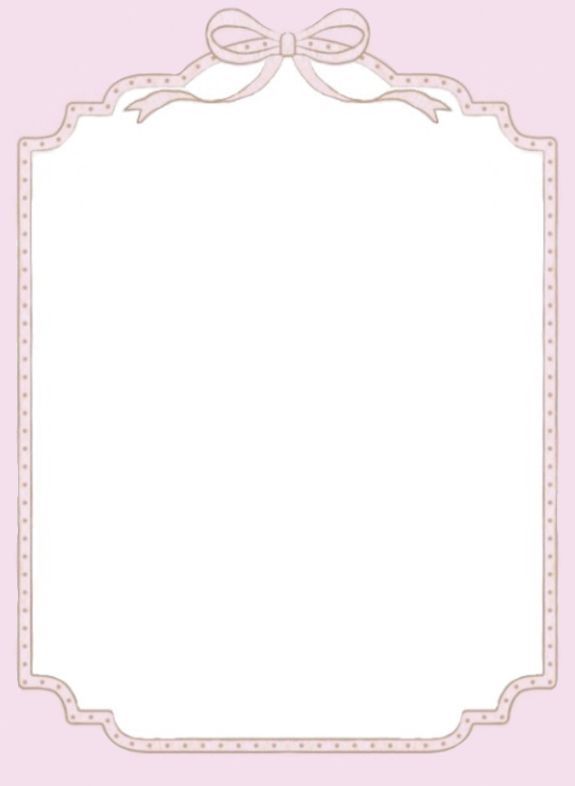 a pink and white frame with a bow on the top, in front of a light pink background