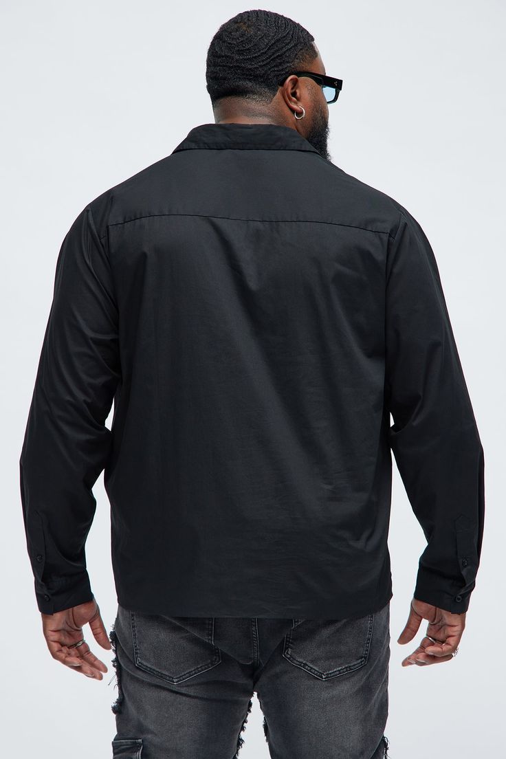 Available In Black. Fold Down Collar Front Button Closure Chest pocket Long Sleeve 100% Cotton Imported | Mens Quick Popover Shirt in Black size Medium by Fashion Nova Popover Shirt, Woman Back, Swim Shorts, Jeans Pants, Chest Pocket, Clothes For Sale, Black Shirt, Everyday Essentials Products, Black Fashion