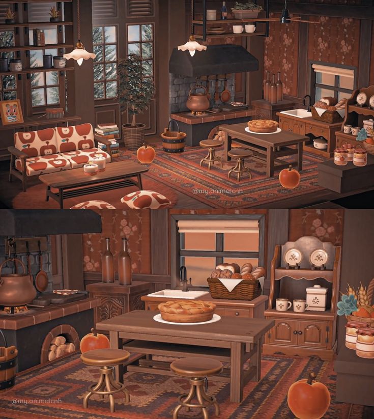 an image of a living room with furniture and food on the table in front of it