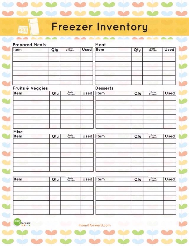 a printable freezer inventory sheet with the words freezer inventory written on it