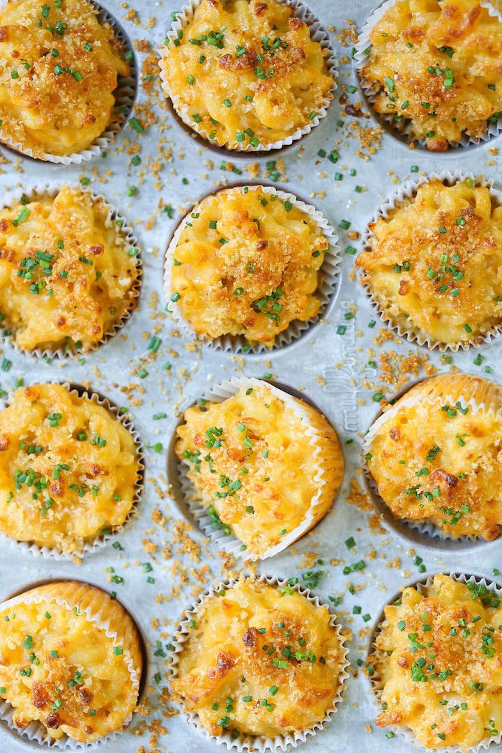 an overhead view of some cupcakes with cheese and green sprinkles