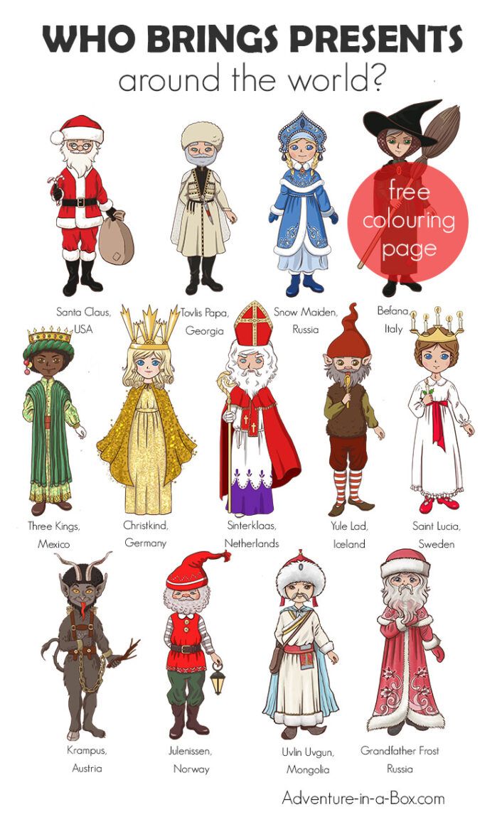 children's christmas costumes with the words who brings presents around the world?