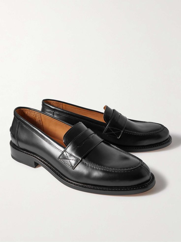 MR P. Leather Loafers | MR PORTER Guys Accessories, Leather Loafers For Men, Mens Leather Loafers, Car Shoe, Loafers For Men, Mr P, Comfortable Flats, Penny Loafers, Mr Porter