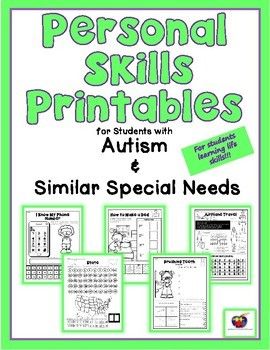 Life Skills Worksheets / Personal Skills / Community Based Instruction Skills -- Students will work on identifying their name, phone number, city, state, daily routines, chores and more. See the preview for examples. Topics include: Personal Information, Personal Management, Personal Responsibility & Personal Trips. Life skills worksheets and special education activities!!! Over 65 pages of printables related to activities for life skills. These life skills worksheets will work well for any Life Skills Printables, Community Based Instruction, Life Skills Worksheets, Personal Skills, Functional Life Skills, Life Skills Classroom, Special Education Activities, Special Education Elementary, Living Skills