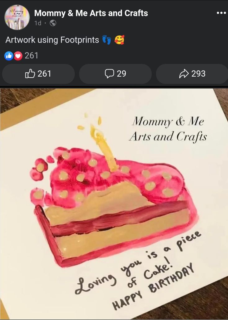 a piece of paper with a cake on it that says mommy & me arts and crafts