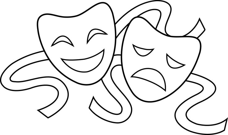 two masks with faces drawn to look like they are hugging each other's heads