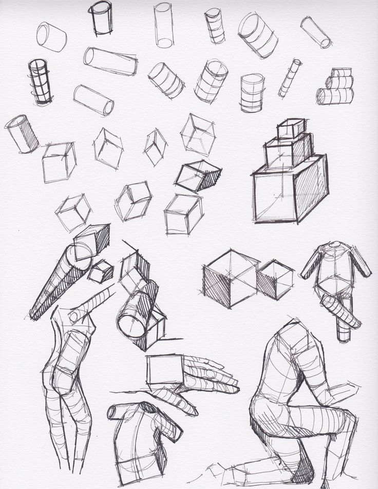 a drawing of different shapes and sizes of objects