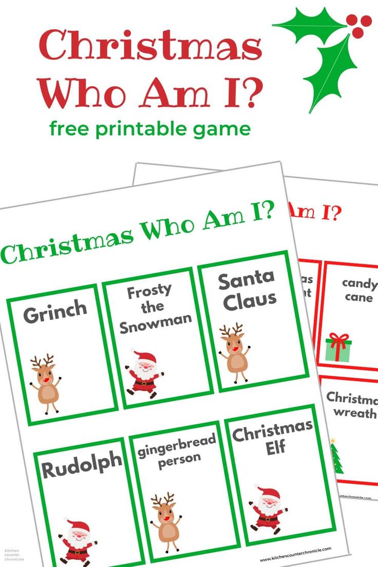 christmas who am i? printable game for kids to play with the santa clause