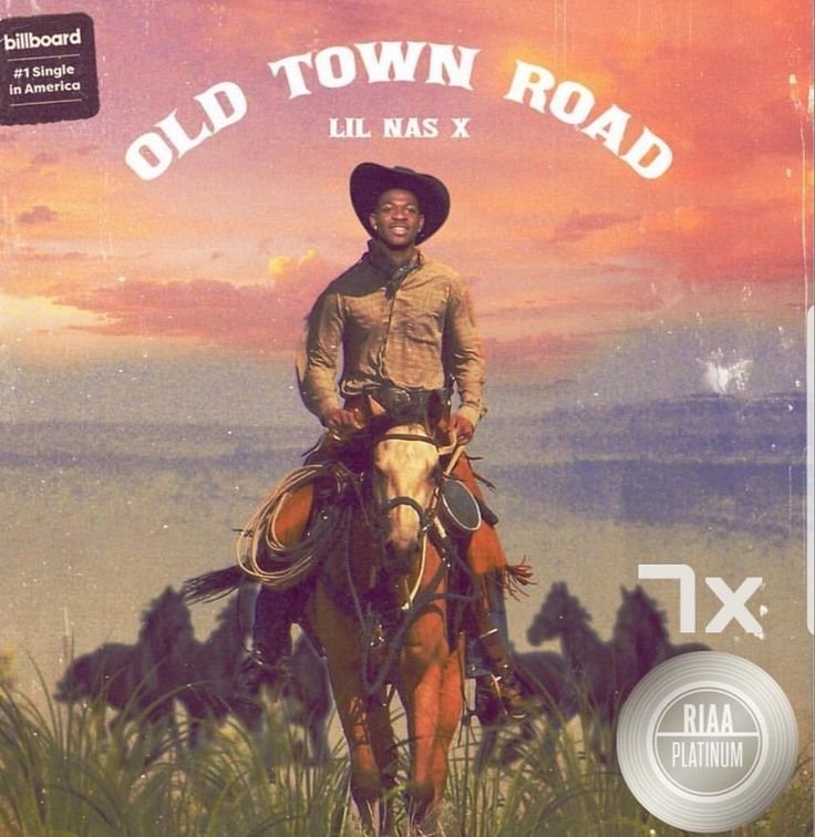 an old town road album cover with a man on a horse