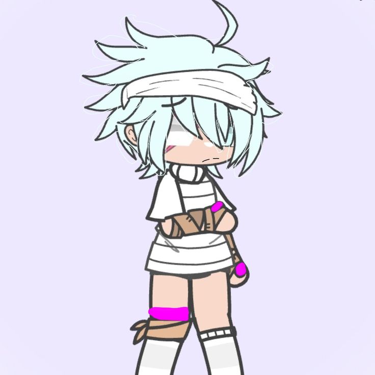 a drawing of a girl with white hair and pink socks, holding a baseball bat