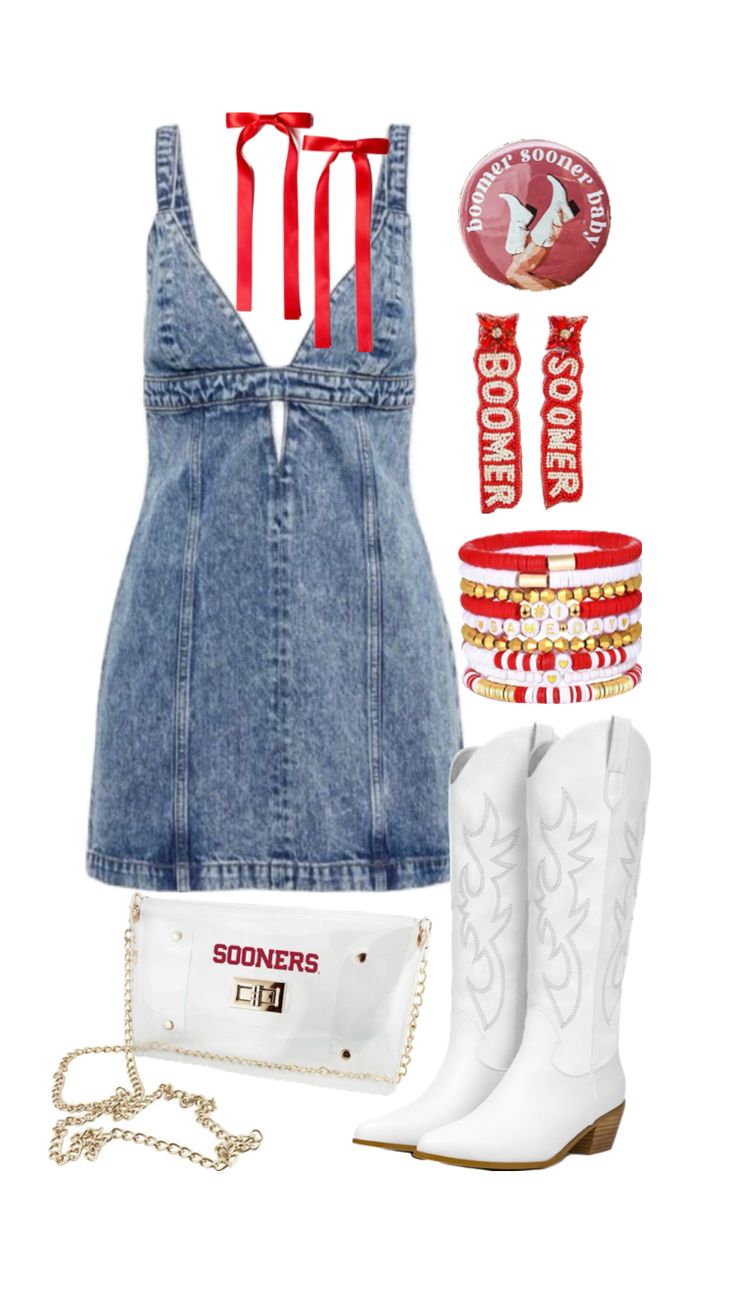 #outfitinspo #beauty #ootd #ootdinspo #ootdideas #gameday #gamedayfit #gamedayoutfit #oklahoma #ou #university #universityofoklahoma #college #collegeoutfits #collegeinspo #collegeoutfit #collegefootball Uga Gameday Outfit, Stagecoach Outfits, College Football Gameday, Rush Week Outfits, Cutesy Outfit, College Gameday Outfits, Oklahoma Football, 30 Outfits, Country Concert Outfit