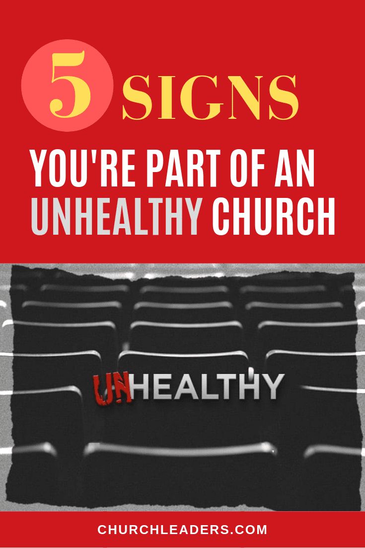 the words 5 signs you're part of an unhealthy church