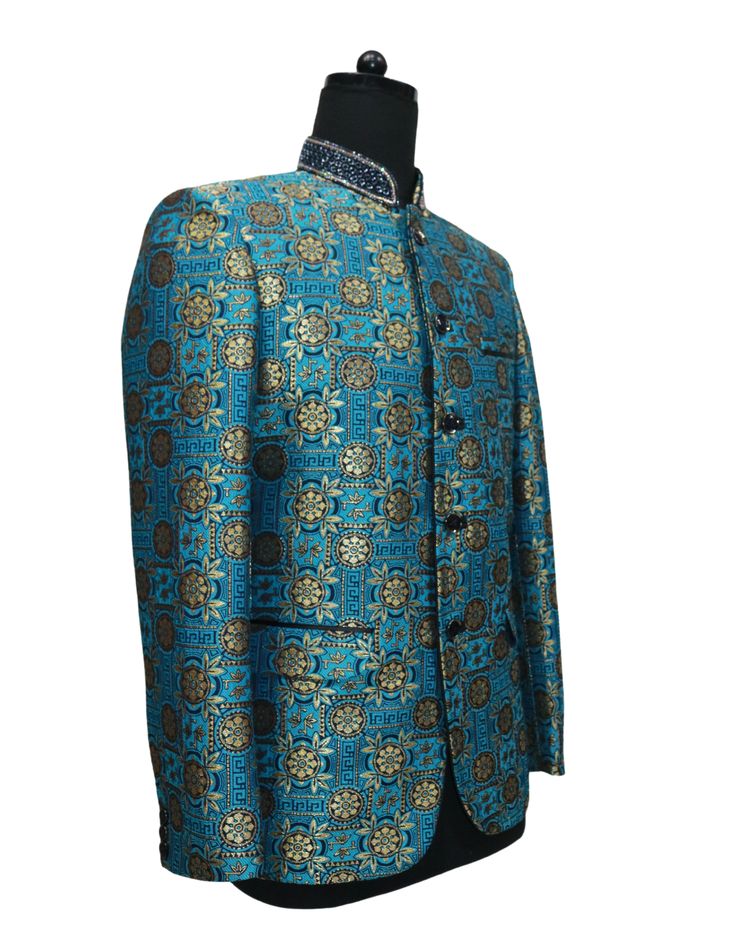 Introducing our Limited Edition hand embroidered Tower Nehru Jacket. Only 12 of these beautiful jackets will ever be made. This fabric was woven in house on our 60" CAD power loom. Fabric Notes: Silk/Polyester Blend Dry Clean Only 2 exterior pockets 1 chest pocket 2 interior chest pockets Traditional Nehru Jacket With Embroidered Border, Embroidered Silk Nehru Jacket Fitted, Festive Semi-stitched Embroidered Nehru Jacket, Embroidered Long Sleeve Brocade Nehru Jacket, Luxury Embroidered Long-sleeved Nehru Jacket, Nehru Jacket, Nehru Jackets, Power Loom, Chest Pocket