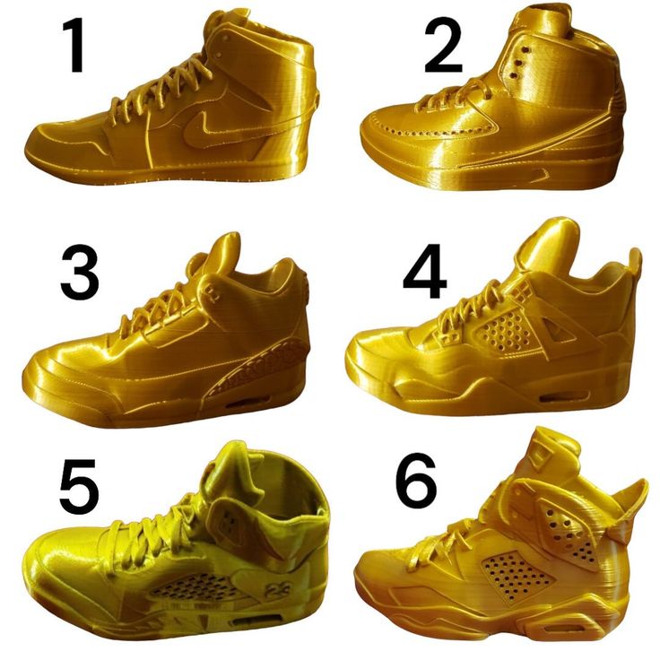 These Jordan sneakers can be purchased separately or in a set of 12. Each shoe is 5 inches long.  The shoes can be printed in gold, silver, black, blue, or white material. This item is for decorative purposes only, it cannot be worn. These are 3D printed with biodegradable PLA material  What is PLA? PLA, or polylactide is made from corn starch or sugar and it is biodegradable. It is the most environmentally friendly material available for this type of 3D printing. Facilities all around the count Jordan Sneaker, Jordan Sneakers, Nike Air Jordan 1, Corn Starch, White Material, Jordans Sneakers, Air Jordan 1, Nike Air Jordan, 3d Printed