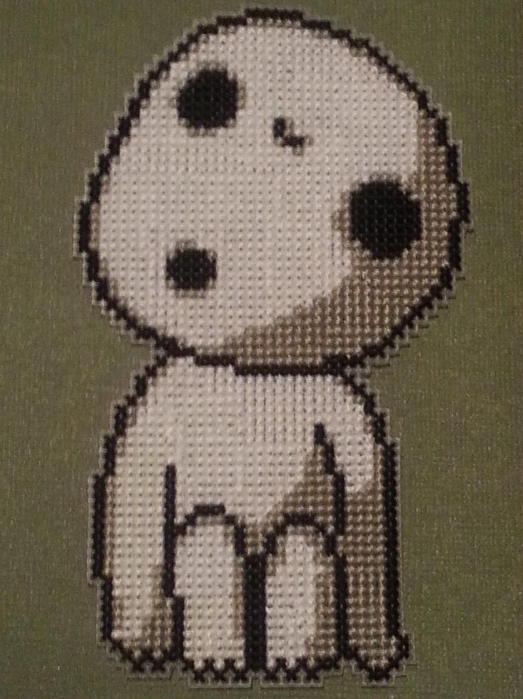 a close up of a cross stitch pattern with a dog on it's chest