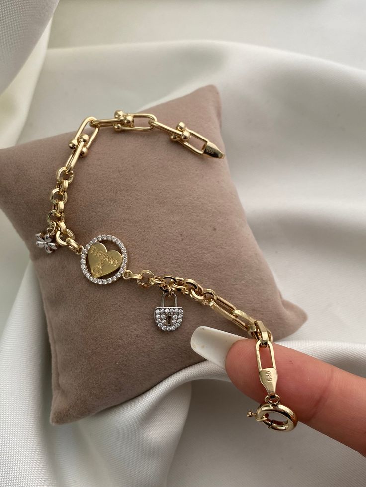 "ITEM DETAILS ❆All our jewelry are hand made with Love. ❆Material: 14K Gold ( 585). ❆Available colors: Gold, Rose Gold, White Gold. ❆Available Sizes: Look Size Option (Contact for different sizes) ❆Each item is made to order ❆ DO YOU LIKE THIS BRACELET? ❆ You can get more information about it below but if you have any questions, just click the \"Message Sergen Vural \" button and I will be very happy to hear from you ☺ PACKAGING ❆Comes ready to gift in a beautiful jewelry box. ❆It comes with a s Luxury Gold Bracelet As Gift, Luxury Gold Metal Bracelet As Gift, Luxury White Gold Heart Bracelet, Luxury 14k Gold Heart Charm Jewelry, Luxury White Gold Bracelet With Heart Charm, Luxury 14k Gold Jewelry With Heart Charm, Luxury Gold Plated Heart-shaped Jewelry, Luxury Gold-plated Jewelry With Heart Charm, Luxury Gold Plated Heart Jewelry