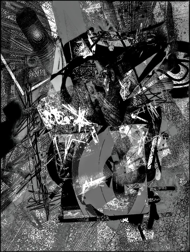 black and white photograph of various objects on the ground, including an object that appears to be collaged together