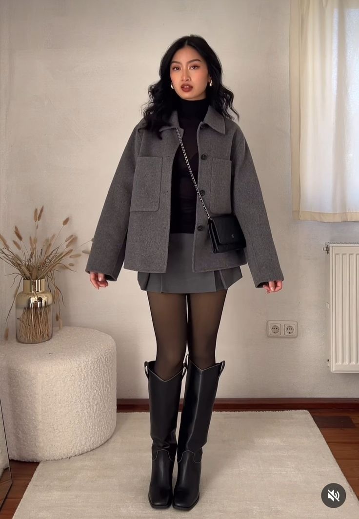 #greyoutfit #elegance #elegantoutfit #femininevibes Winter Vibe Outfits, Winter Travel Outfit Casual, Seoul Korea Outfit, Outfits For Japan Winter, Aesthetic Outfits Girl Winter, Chic Winter Outfits 2024 Women, Winter Outfits Formal Classy, Winter Outfits Cold Dress, Cute Winter Travel Outfits