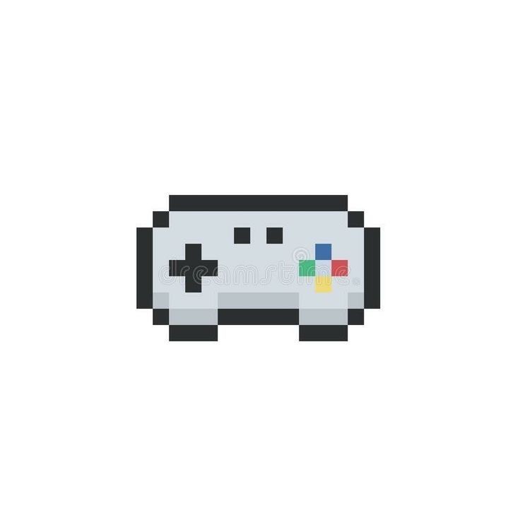 an old school video game console pixelated in white and black with the colors of the rainbow