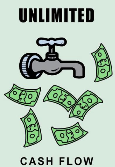 a poster with money coming out of a faucet and the words, cash flow