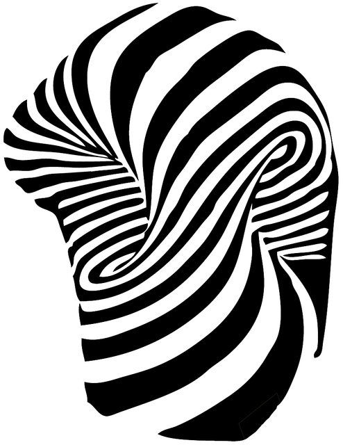 an abstract black and white image of a man's head with wavy lines on it