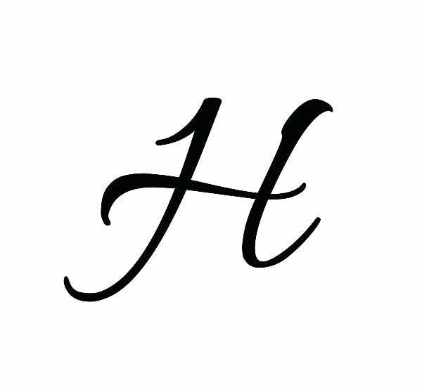 the letter h in black ink on a white background