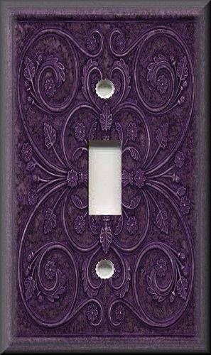 a purple light switch cover with an intricate design