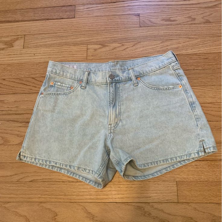 Light Wash Denim Shorts, Low Rise. New Without Tags. Gap Denim Blue Summer Bottoms, Summer Gap Denim Blue Bottoms, Summer Denim Blue Gap Bottoms, Gap Denim Blue Cotton Bottoms, Gap Cotton Medium Wash Shorts, Mid-rise Light Wash Jean Shorts, Gap Denim Shorts In Medium Wash, Gap Denim Jean Shorts, Gap Blue Jean Shorts For Summer