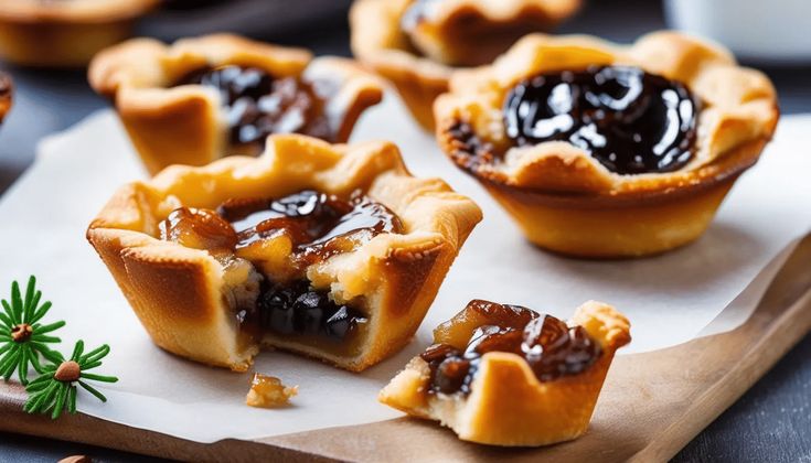 mini pies with jelly filling on a cutting board