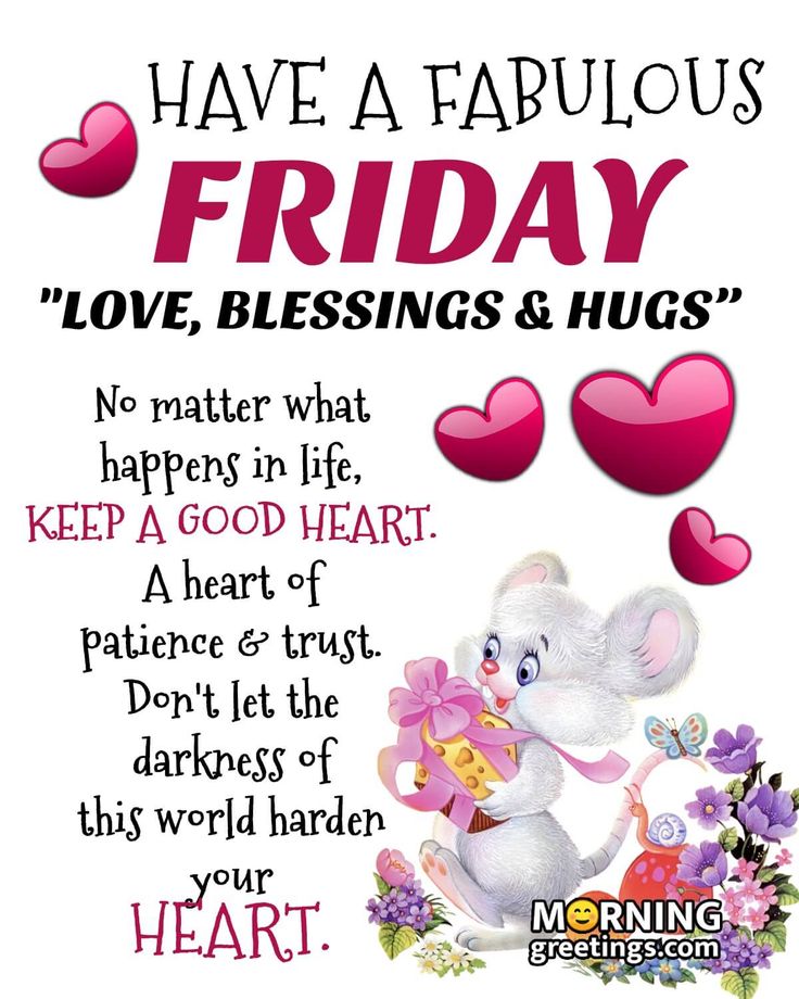 a valentine card with an elephant saying have a fabulous friday love, blessing and hugs