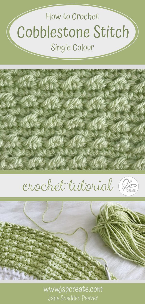 the crochet stitch is shown with text that reads how to crochet cobblestone stitch single color