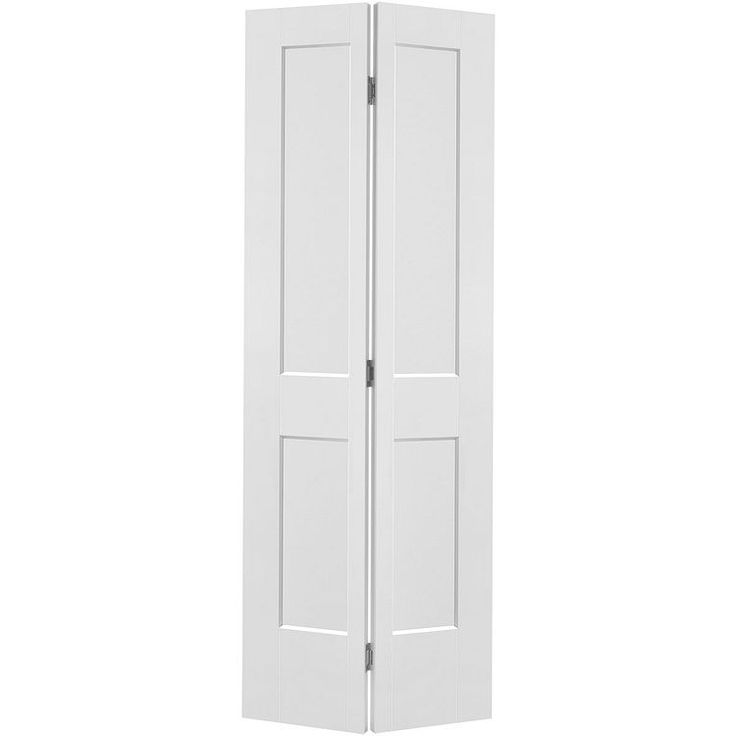 an open white door with two panels on the side and one panel in the middle