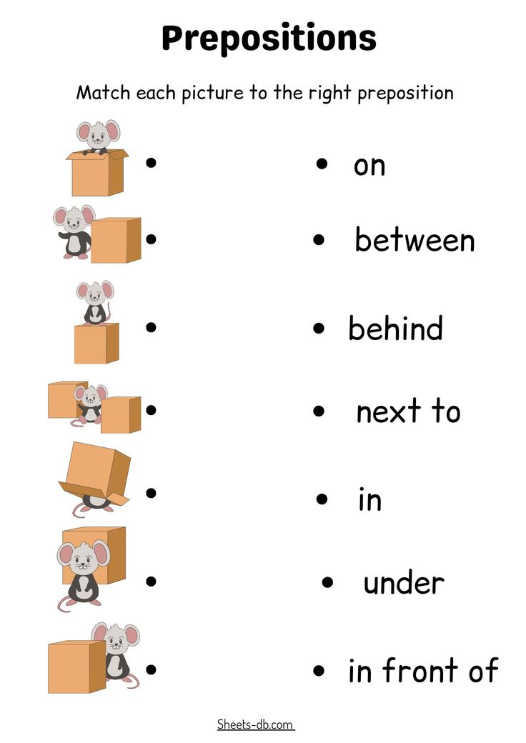 a worksheet with the words prepositions and pictures to be written on it