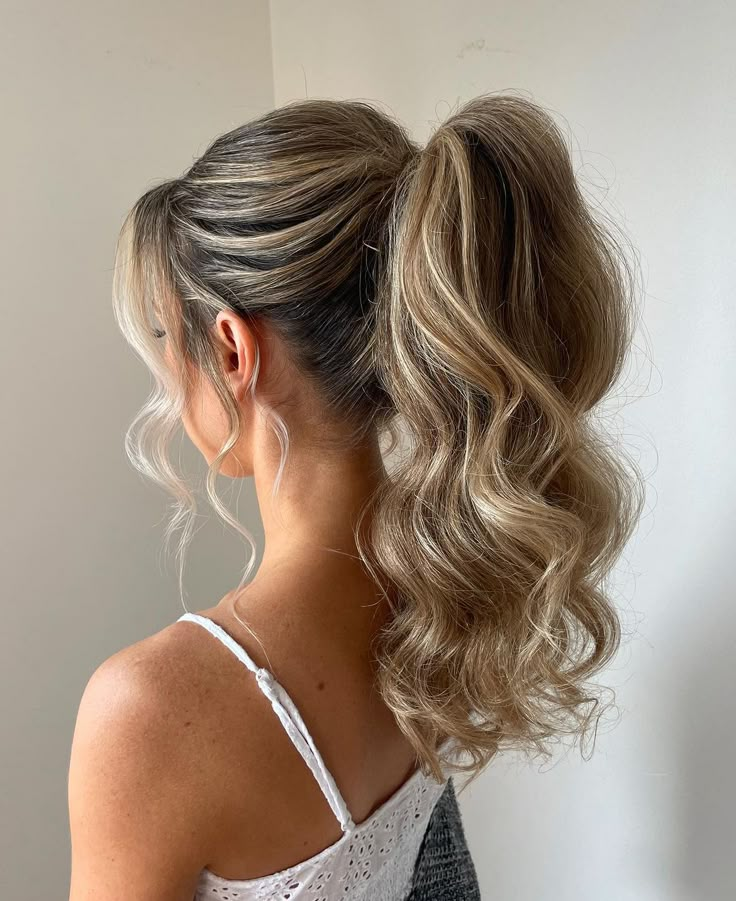 Formal Hairstyle Ponytail, Up Dos For Homecoming Hairdos, Formal Hairstyles For Long Hair Blonde, Bridal Shower Hair Ponytail, Birthday Hairstyles Blonde Hair, High Bun Hoco Hairstyles, Slick Hairstyles Blonde, Partly Up Hairstyles, Up Do Homecoming Hairstyles