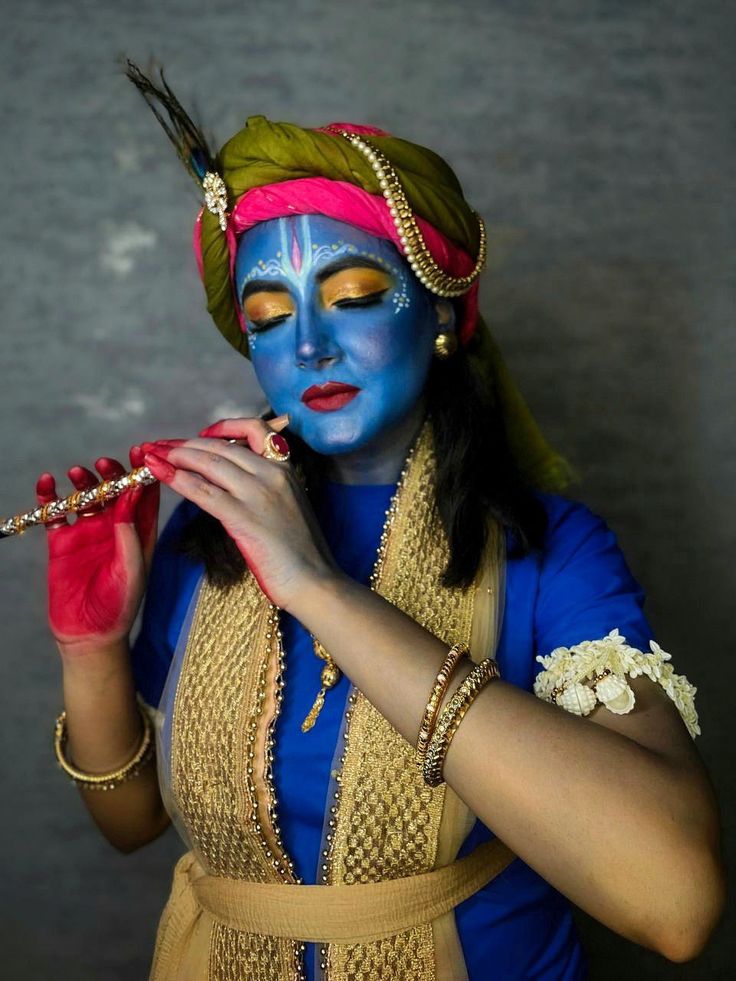 Happy janmashtami Krishna Face Makeup, Krishna Makeup, Mor Pankh Background, Krishna Face, Krishna Jayanthi, Sree Krishna, Makeup Shoot, Radha Beauty, Soft Eye Makeup