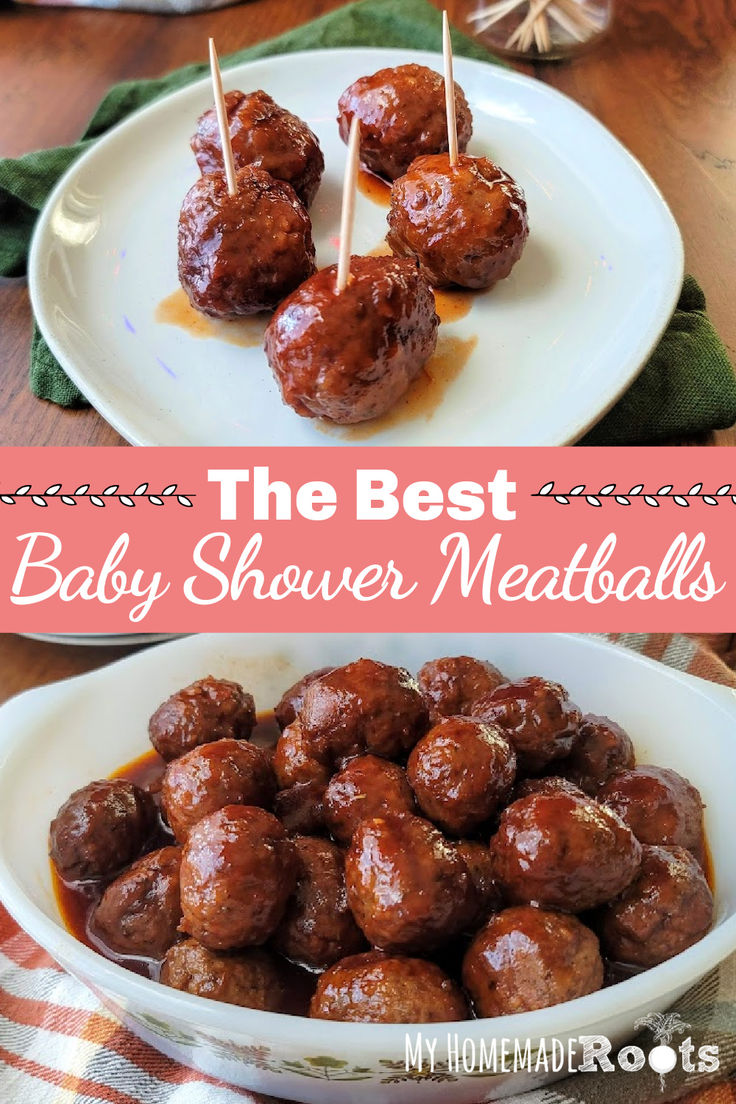 the best baby shower meatballs on a white plate