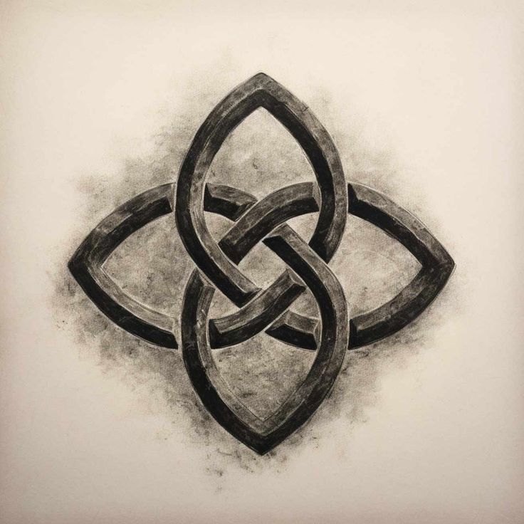 a drawing of an intricate knot in black and white