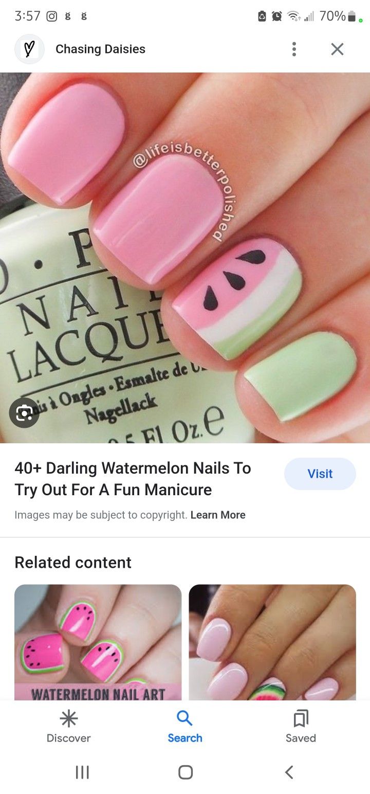 Short Nails Summer, Watermelon Nail Art, Fun Manicure, Witch Nails, Watermelon Nails, Fingernail Designs, Dot Nail Art, Nail Art For Beginners, Cute Spring Nails