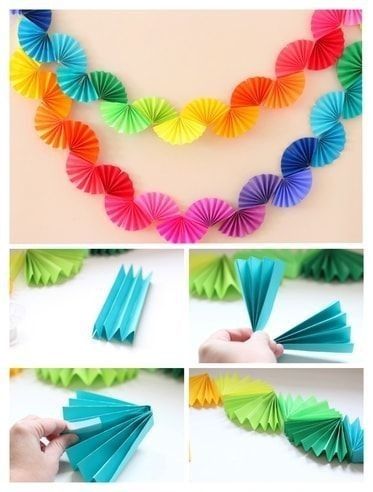 how to make origami garlands with colored paper - step by step instructions