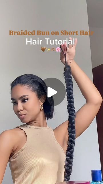 VoiceOfHair ®️ on Instagram: "A sleek bun always eats😍🔥⁣ ⁣ Love this updo on @nicclops 🙌🏾 This is such a cute go-to style when you aren’t able to make it to the salon👌🏾⁣ This is a great option if you have short hair 🔥 She looks gorgeous 💕 ⁣ What’s your go-to style when your hair isn’t done? ✨#voiceofhair ⁣ ⁣ #topknot #updo #protectivestyle #backtoschoolhair #braidedponytail #braidedbun #homecominghairstyles #protectivehairstyle" Short Blowdry Hairstyles Black Women, Simple Updo Black Women, Updo Ponytails For Black Women, Flat Twists Into A Low Bun, High Bun For Black Women, Ponytail Bun Hairstyles For Black Women, Elegant Up Dos For Medium Hair, Short Hair Updo Black Women, Bun With Braid Around It