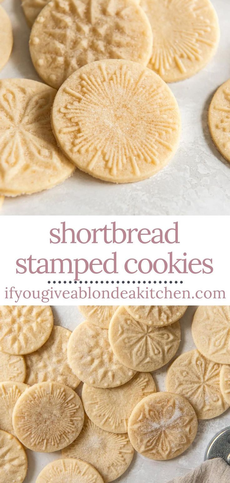 shortbread stamped cookies on a baking sheet