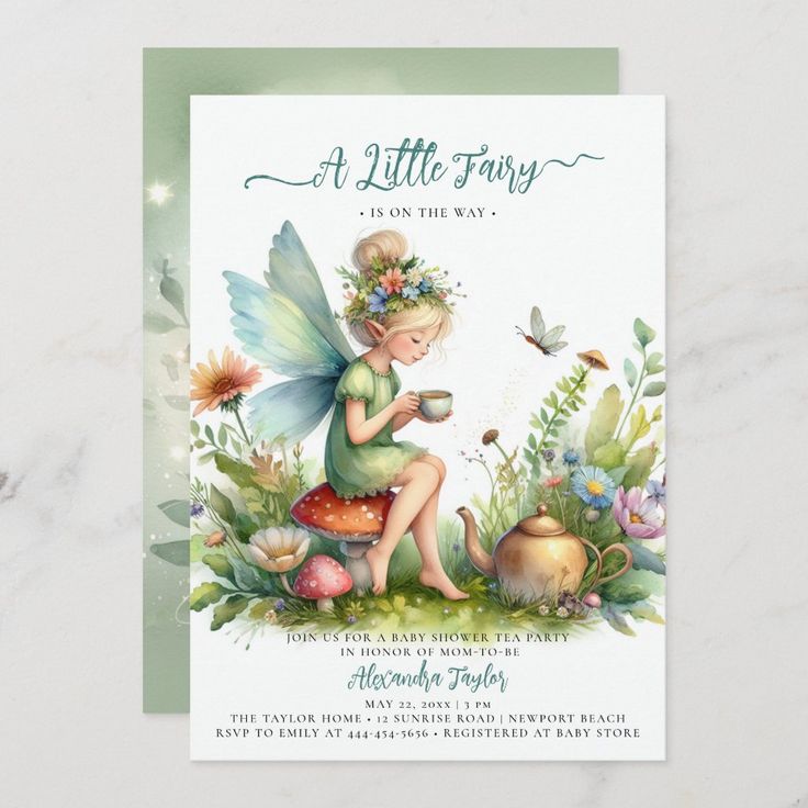 a little fairy on the way birthday card