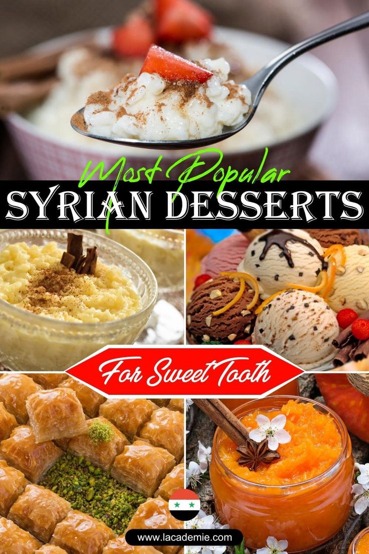 Syrian desserts are sweet treats with intricate designs and rich flavors. They often include ingredients such as pistachios, honey, and rose water, and popular dishes include baklava and knafeh. Syrian Dessert Recipes, Syrian Recipes Arabic Food, Crazy Dessert Recipes, Foreign Dessert Recipes, Syrian Food Recipes, Syrian Dessert, Halawet El Jibn, Syrian Dishes, Syrian Cuisine