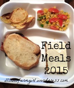 a white tray with food on it and the words field meals 2013 written in black