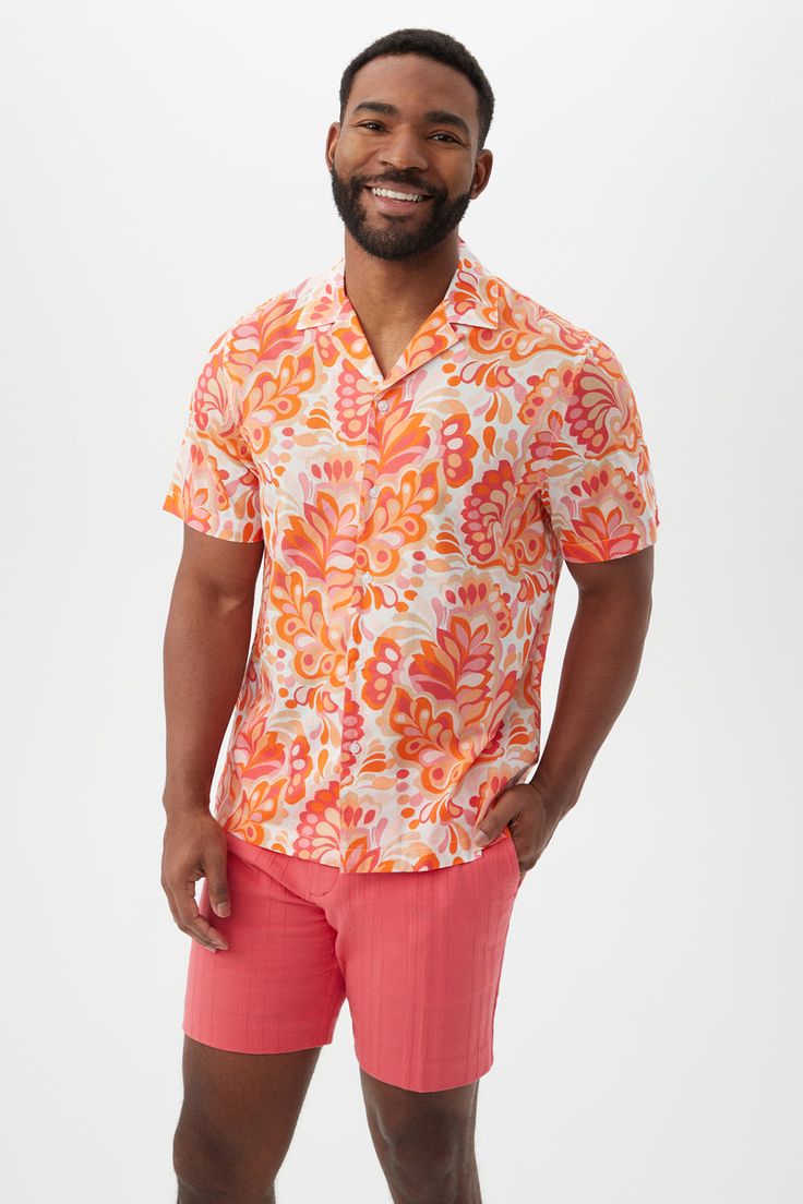 FELIX SHIRT – Trina Turk Summer Printed Hawaiian Button-up Shirt, Multicolor Camp Collar Shirt For Spring, Multicolor Hawaiian Shirt With Camp Collar For Spring, Spring Multicolor Hawaiian Shirt With Camp Collar, Multicolor Floral Print Short Sleeve Shirt For Spring, Casual Cotton Hawaiian Shirt With Johnny Collar, Printed Button-up Hawaiian Shirt For Spring, Printed Camp Collar Shirt For Spring, Spring Button-up Printed Hawaiian Shirt