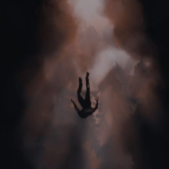 the silhouette of a person reaching up into dark clouds