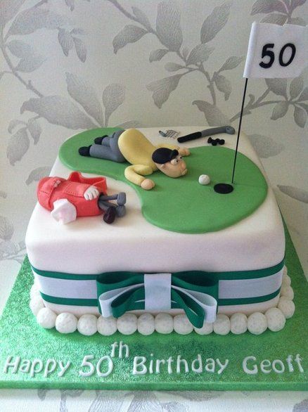 a birthday cake for a man who is celebrating his 50th birthday with a golf theme